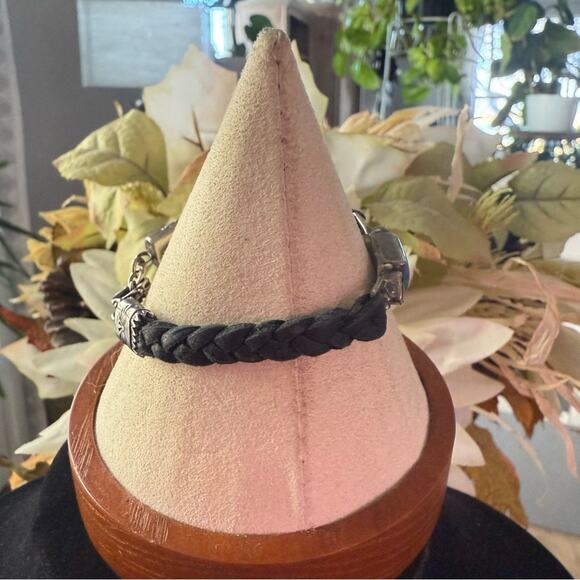 Leo Feeney Don Lucas Braided Leather Sterling Silver Blue Aventurine Bracelet - Picture 9 of 12